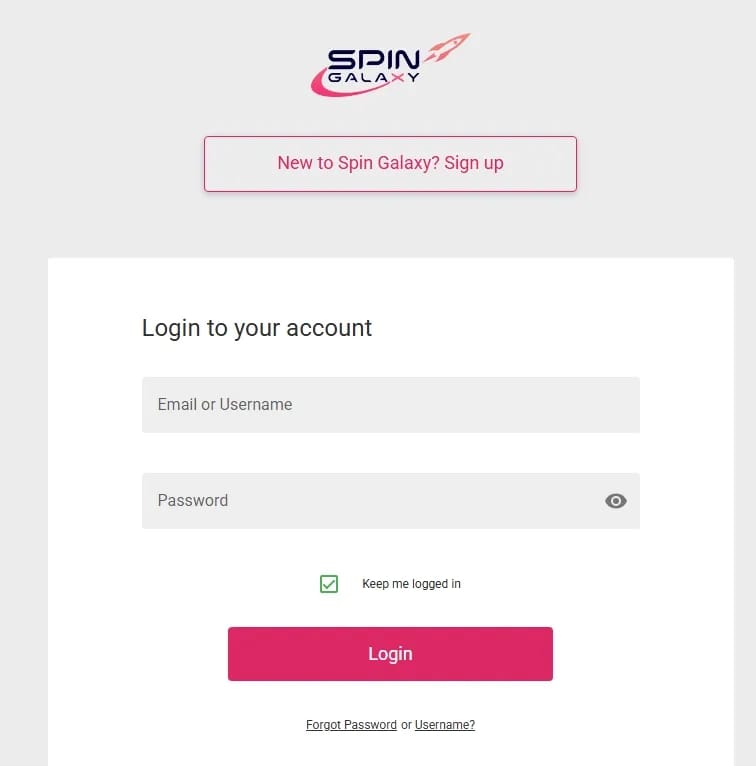 Login to your SpinGalaxy casino account